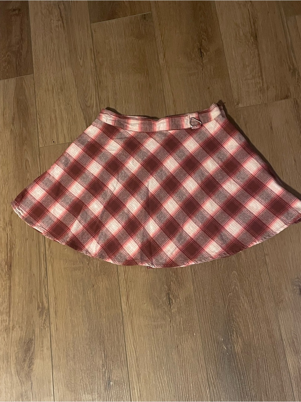 Forever 21 Red and White Plaid Circle Skirt